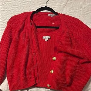 J. Crew Women's Vibrant Red Cardigan Set